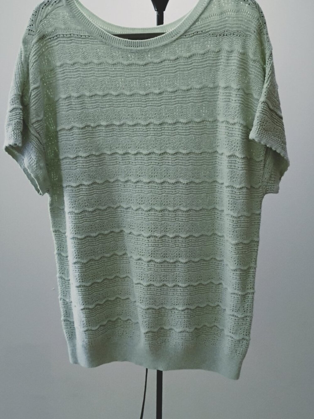 Style & Co Light Green Metallic Knit Sweater - L